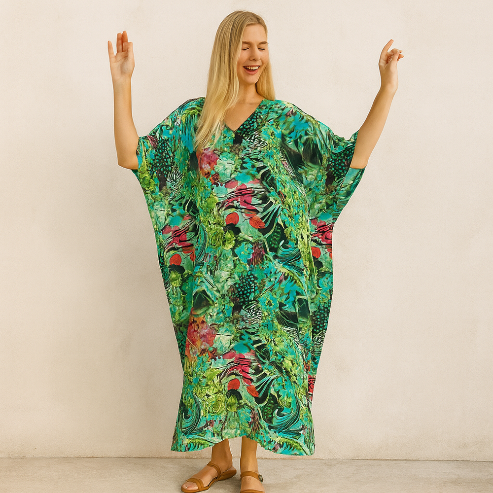 Maya Panama Green kaftan- Sizes Available AU 14-30