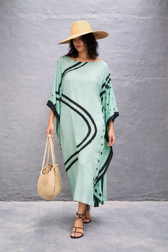 Green Lillie MIDI  Kaftan Dress O/S AU 10-18