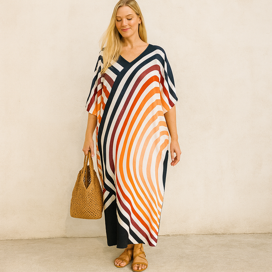 White Ombré Maya Rayon kaftan dress - Sizes Available AU 14-30