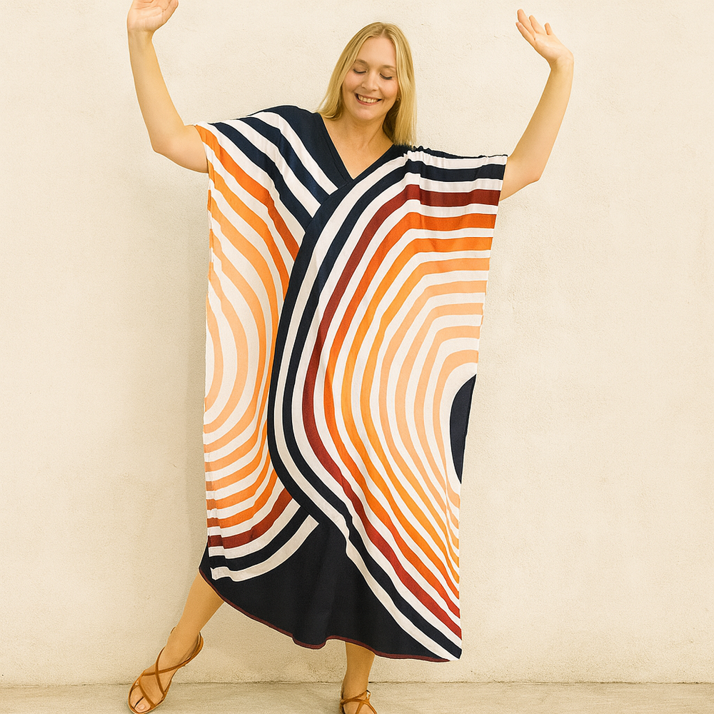 White Ombré Maya Rayon kaftan dress - Sizes Available AU 14-30