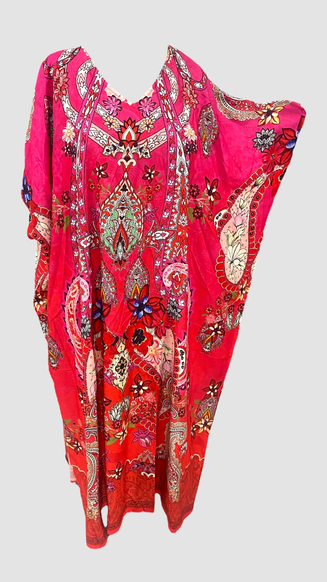 Fuchsia Red Pasely Maya Rayon kaftan dress - Sizes Available AU 14-30