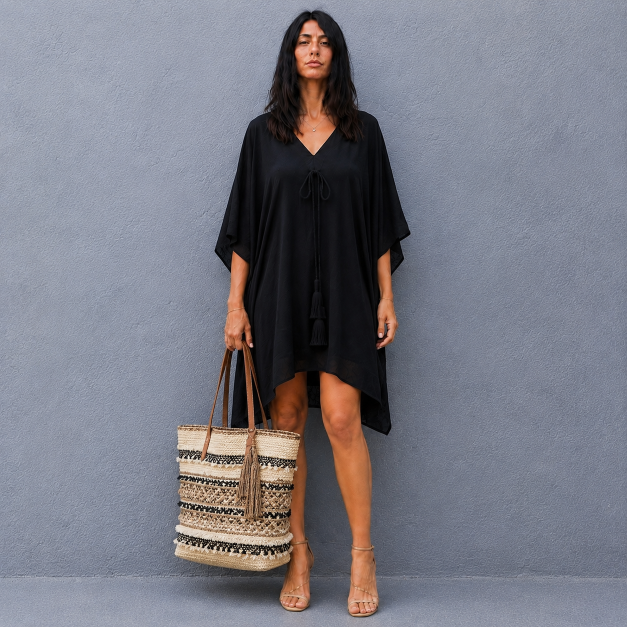 Maya Black Rayon Short Kaftan Top Tunic Sizes Available AU 14-30