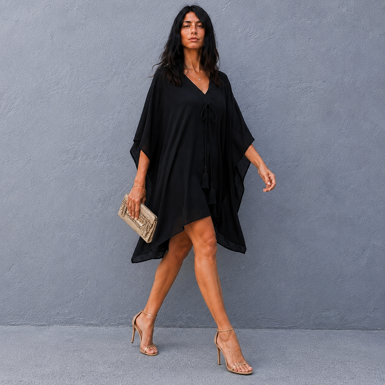 Maya Black Rayon Short Kaftan Top Tunic Sizes Available AU 14-30