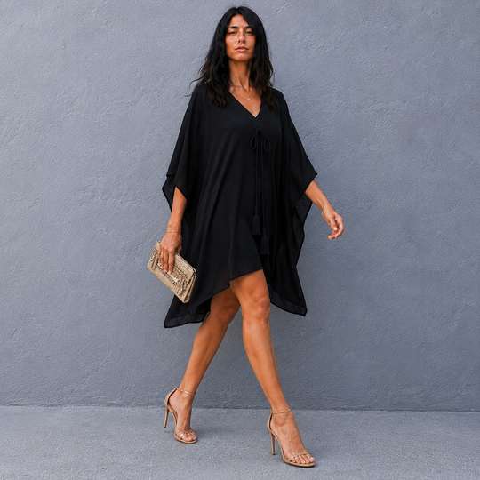 Maya Black Rayon Short Kaftan Top Tunic Sizes Available AU 14-30
