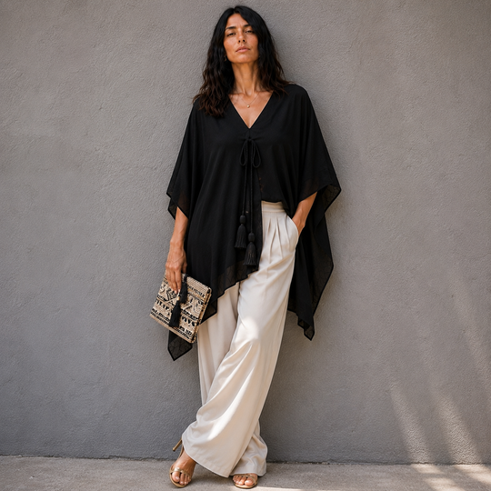 Maya Black Rayon Short Kaftan Top Tunic Sizes Available AU 14-30