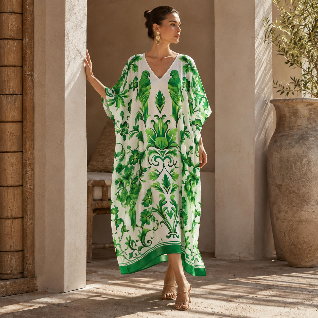 Maya Palmera Rayon Tropical kaftan - Sizes Available AU 14-32-Paradise Breeze