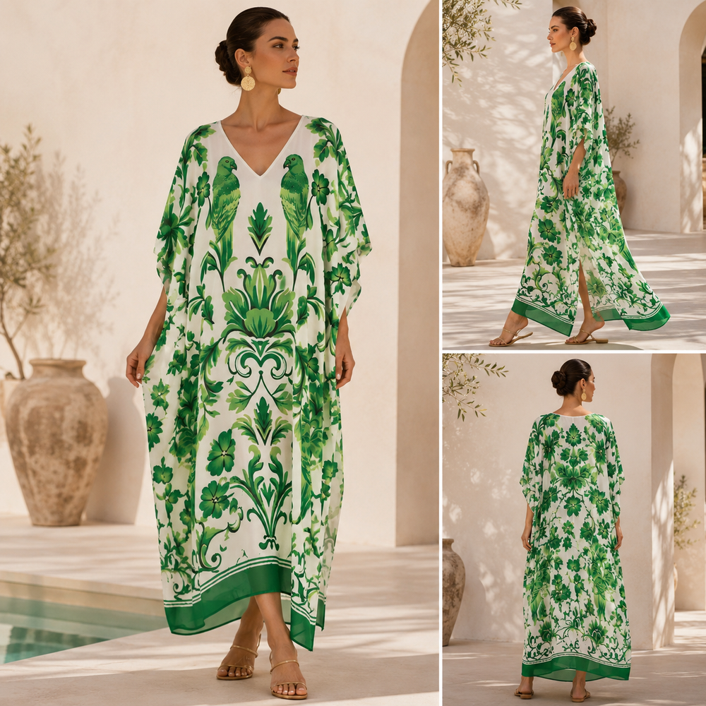 Maya Palmera Rayon Tropical kaftan - Sizes Available AU 14-32-Paradise Breeze