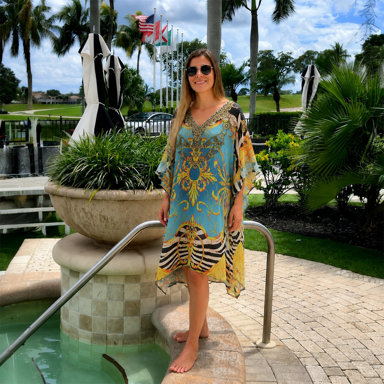 Kyra Bling Short Kaftan one size fits AU 12-20 - More Styles available
