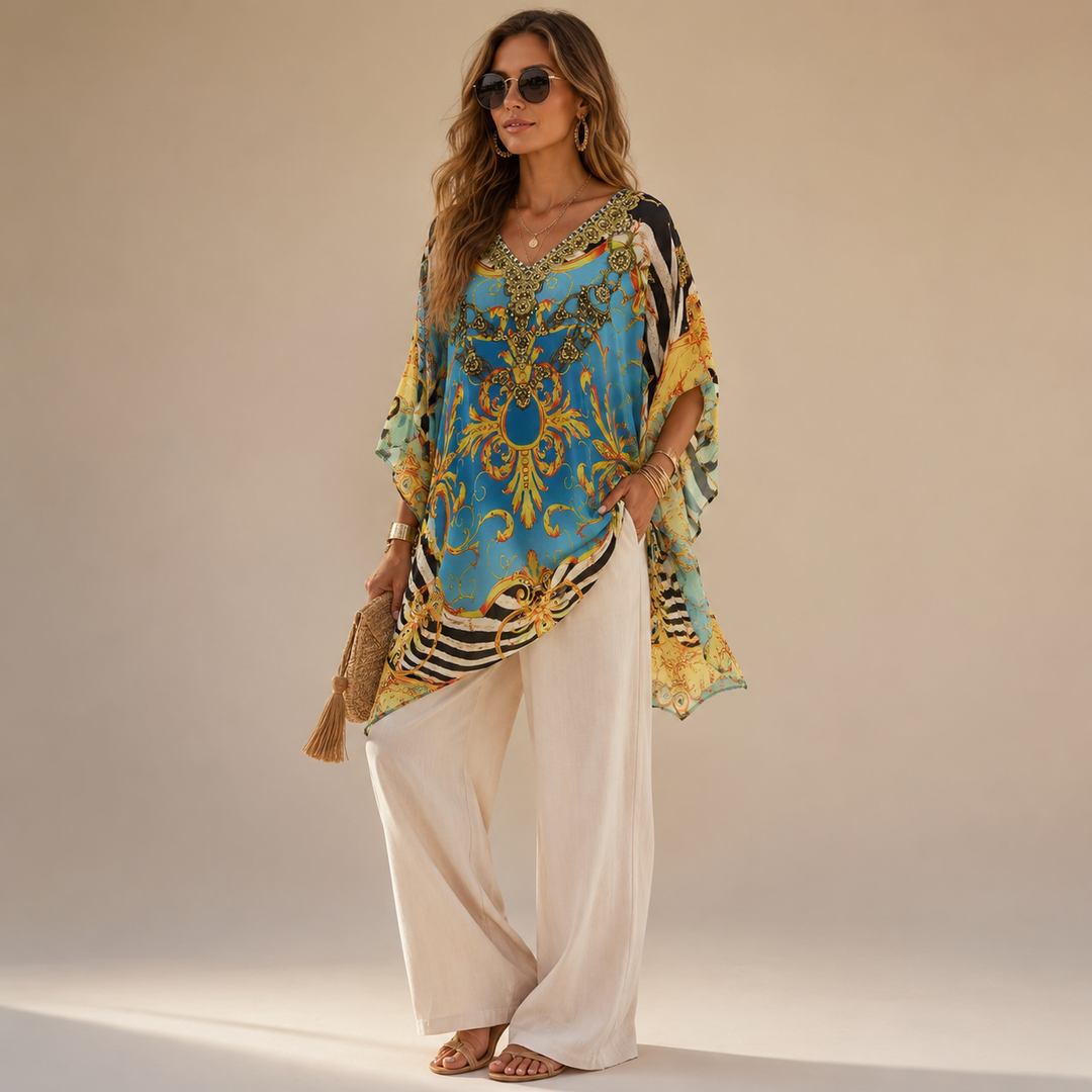 Kyra Sea Bling Short Kaftan one size fits AU  12-20