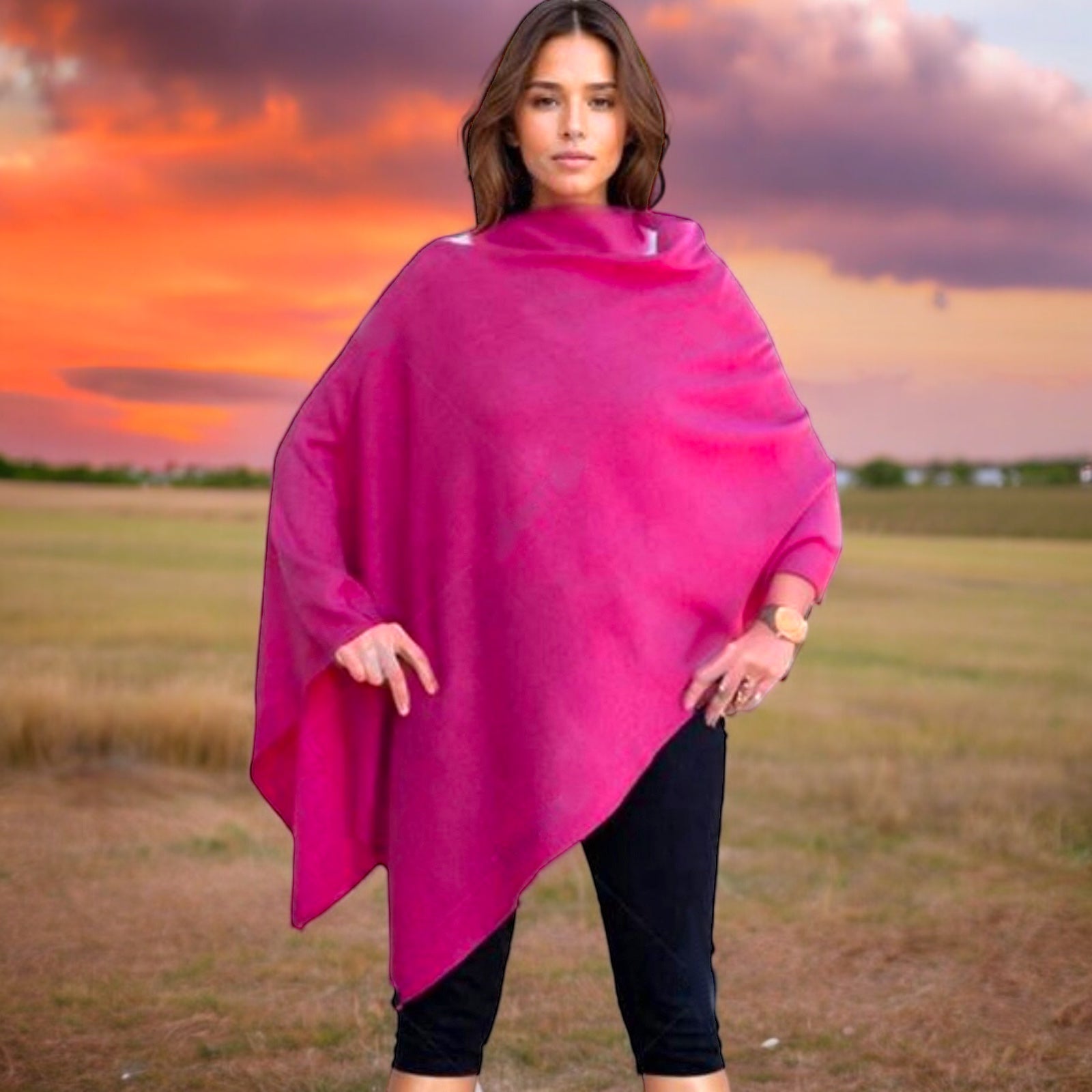 Women’s Pure Cashmere wool oversized Julian Poncho