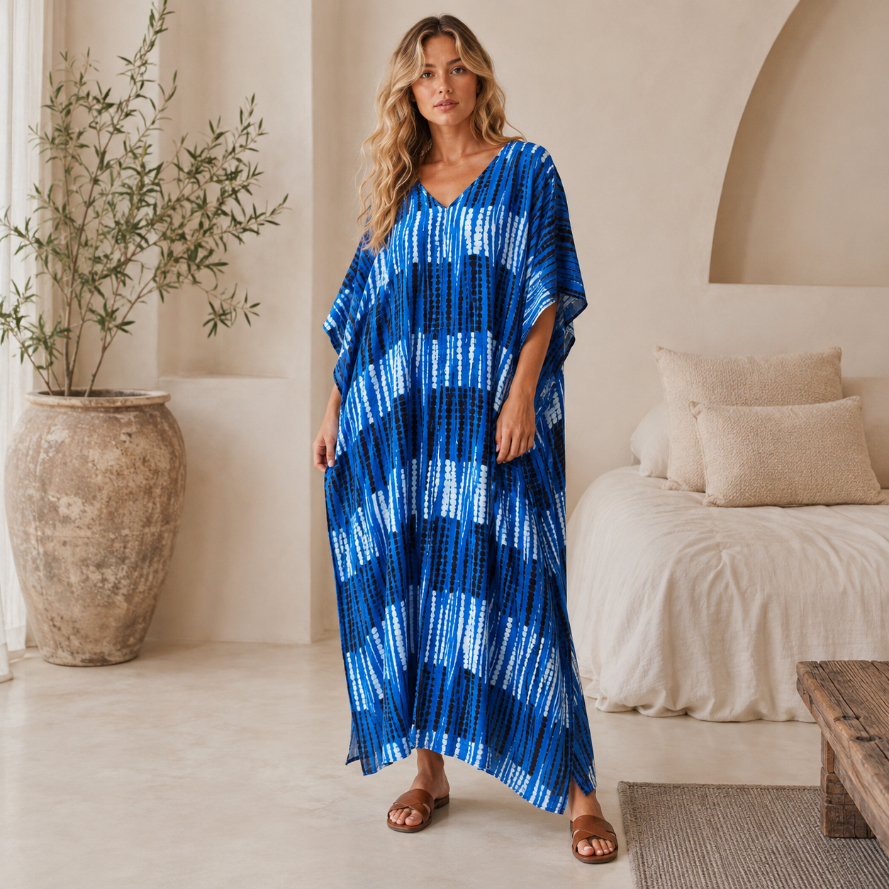 Maya Bliss Boho Tropical kaftan - Sizes Available AU 14-32-    Indigo Drift