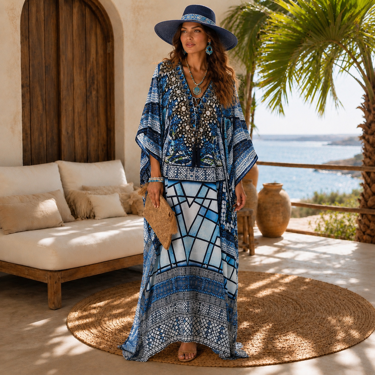 Luxe Noir Blue Coco Bella Kaftan 12-20