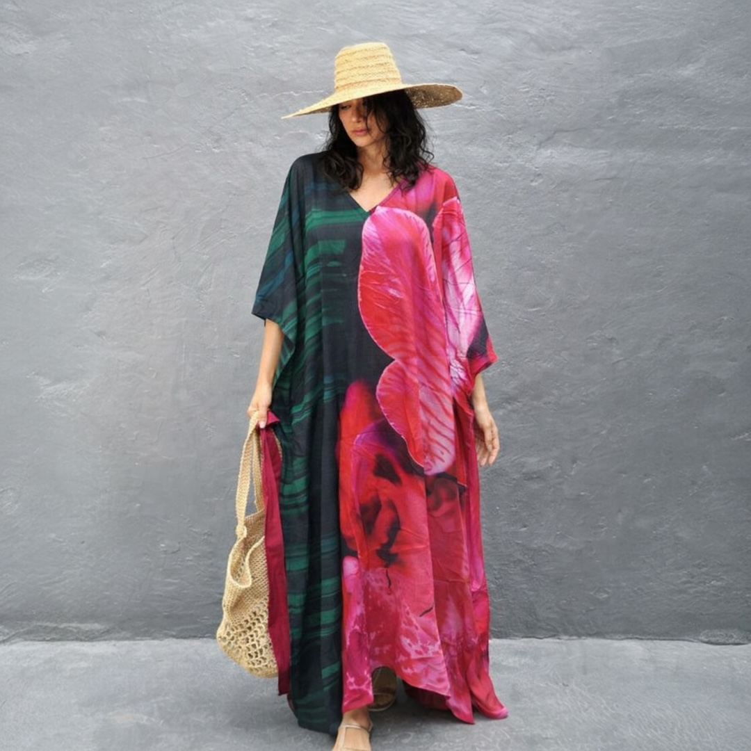 Maya Green Geris Tropical Boho kaftan - Sizes Available-AU 14-30
