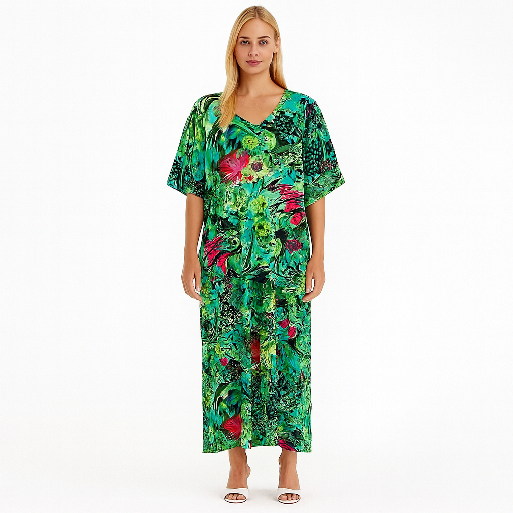 Maya Panama Green kaftan- Sizes Available AU 14-30