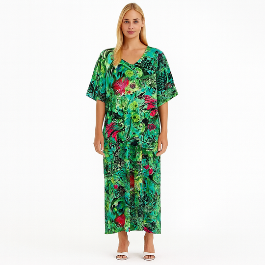 Maya Panama Green kaftan- Sizes Available AU 14-30