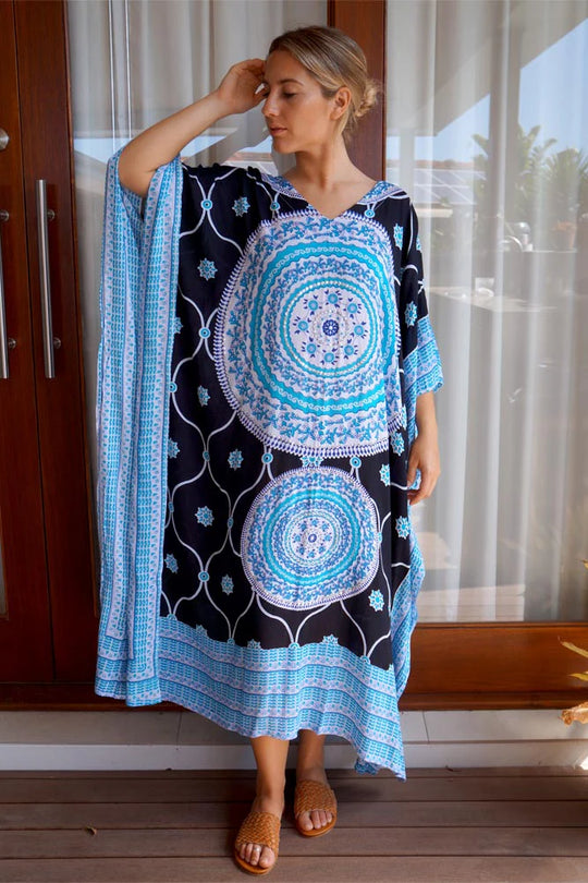 Black Maya Bling Long Kaftan OSFA AU 12-26
