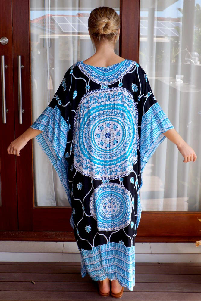Black Maya Bling Long Kaftan OSFA AU 12-26