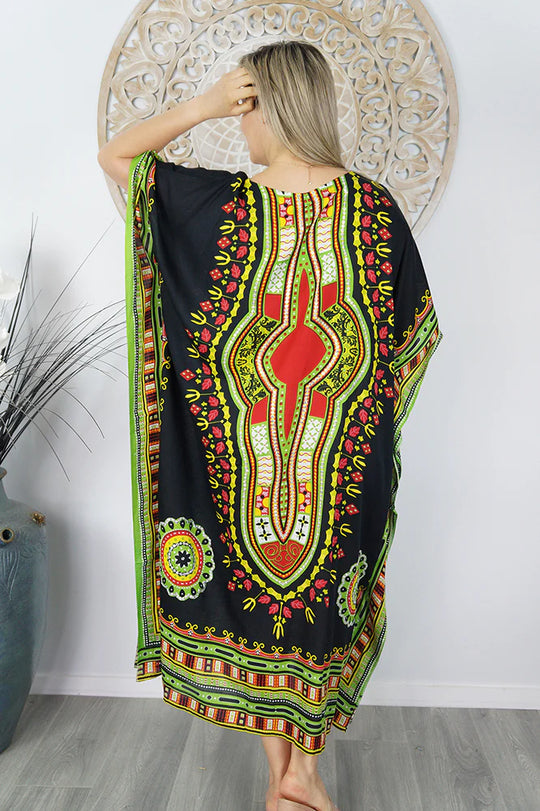 Black Aneca Maya Bling Long Kaftan OSFA AU 12-26