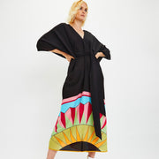 Black Magic: V-Neck With Belt Kaftan