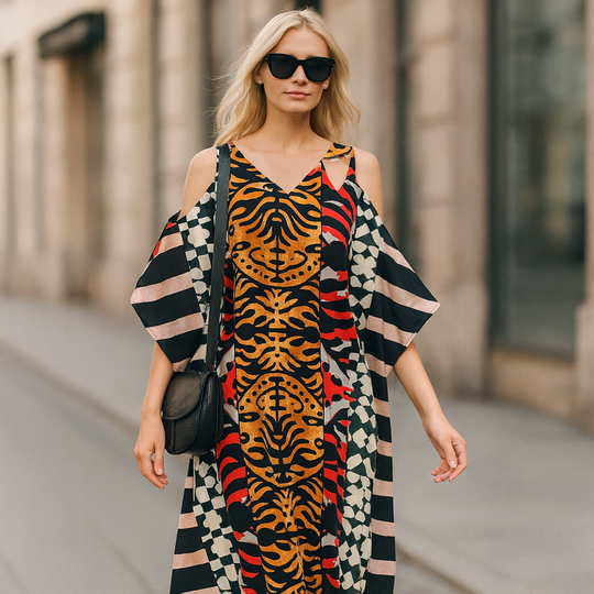 Mabela Maya Cold Shoulder Rayon Kaftan-Sizes Available AU 14-30