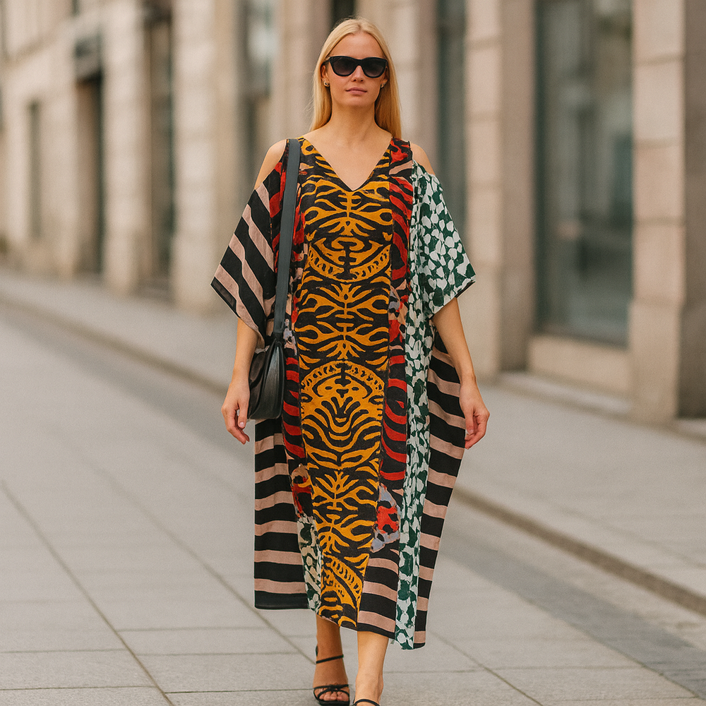 Mabela Maya Cold Shoulder Rayon Kaftan-Sizes Available AU 14-30