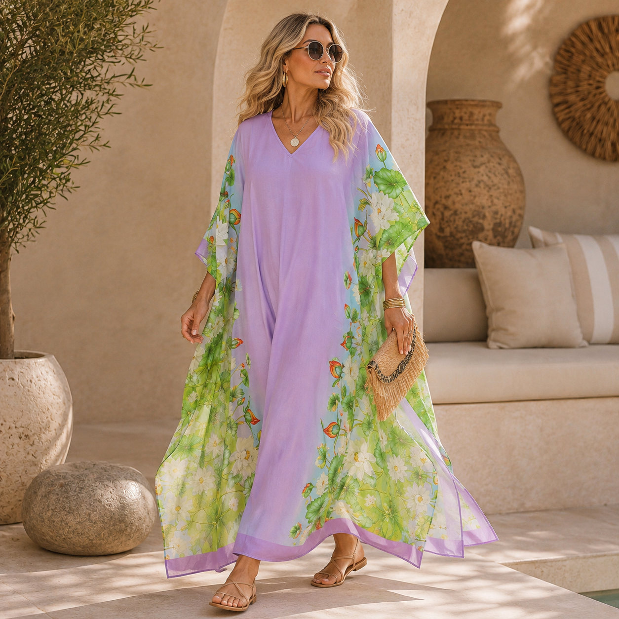 Maya Vivid Ochre Boho Kaftan Dress - Sizes Available AU 12-32