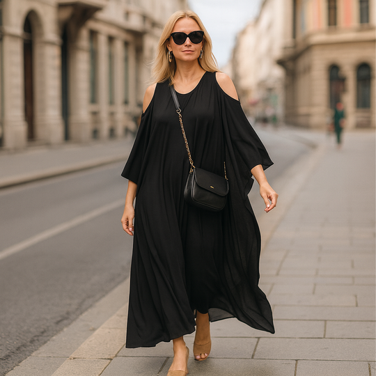 Cold Shoulder Black MAYA Kaftan Maxi Dress Sizes Available AU 12-30