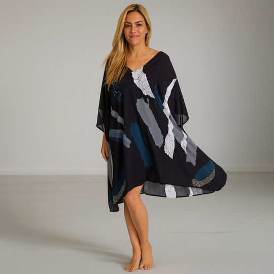 Maya Black Short Kaftan Top Tunic Sizes Available AU 14-30