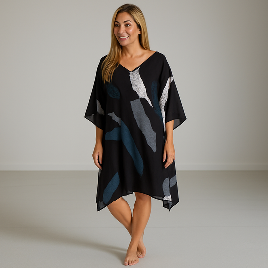 Maya Black Short Kaftan Top Tunic Sizes Available AU 14-30