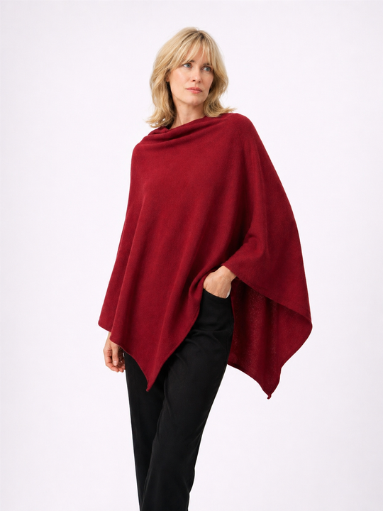 Burgundy 100% Cashmere Oversized Julian Poncho