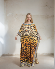 Maya Silk crepe  Animal footprints Kaftan OFSA AU 12-28