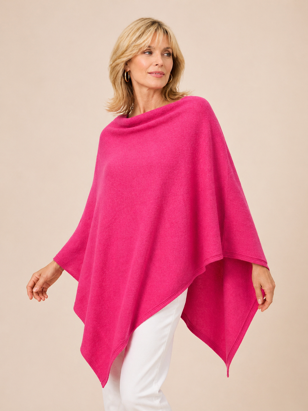 Fuchsia Cashmere Oversized Julian Poncho