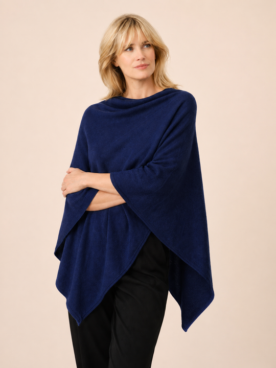 Navy Blue Cashmere Oversized Julian Poncho