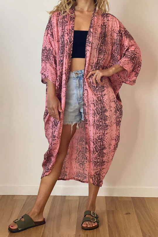 Pink Rayon Kimono Cape Long -O/S AU 10-18