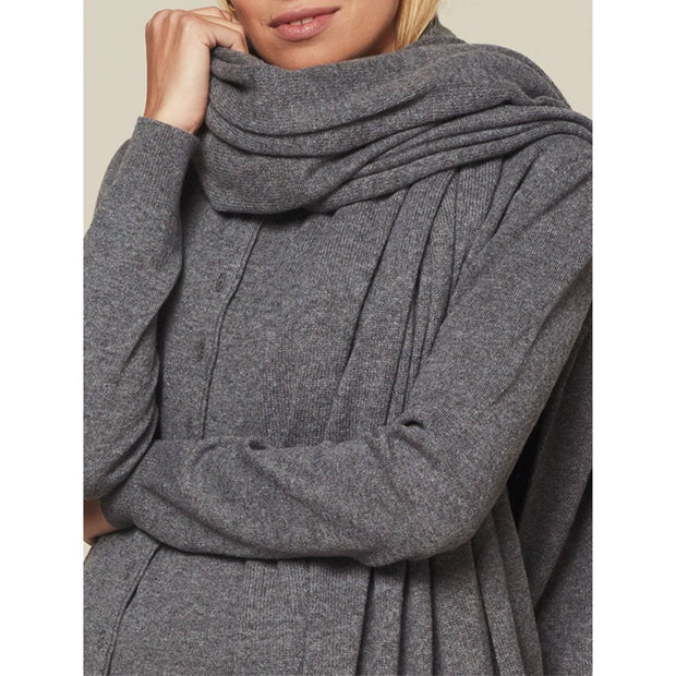 Grey 100% Cashmere 2 ply knitted Julian Wrap/ Scarf