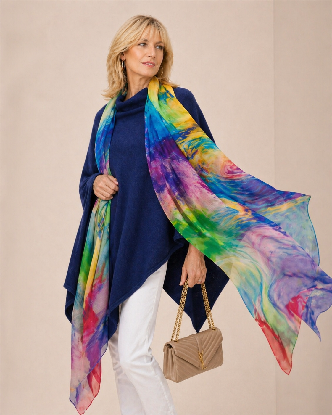 Julian Maya 100% Cashmere Oversized Poncho-10 colours available