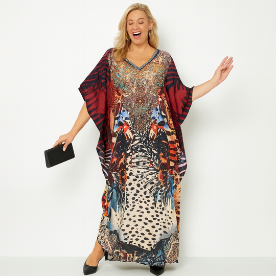 Maya Silk Mix Bling Kaftan.         Sizes Available AU 12-32