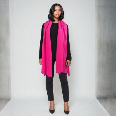 Fuchsia Julian 100% Pashmina Cashmere Large knitted Shawl
