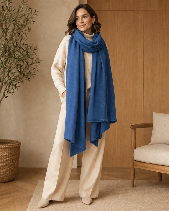 100% Cashmere 2 ply Knitted Julian Oversized Wrap -Unisex -30 Colours available