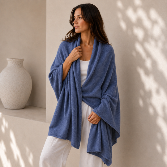 100% Cashmere 2 ply Knitted Julian Oversized Wrap -Unisex -30 Colours available