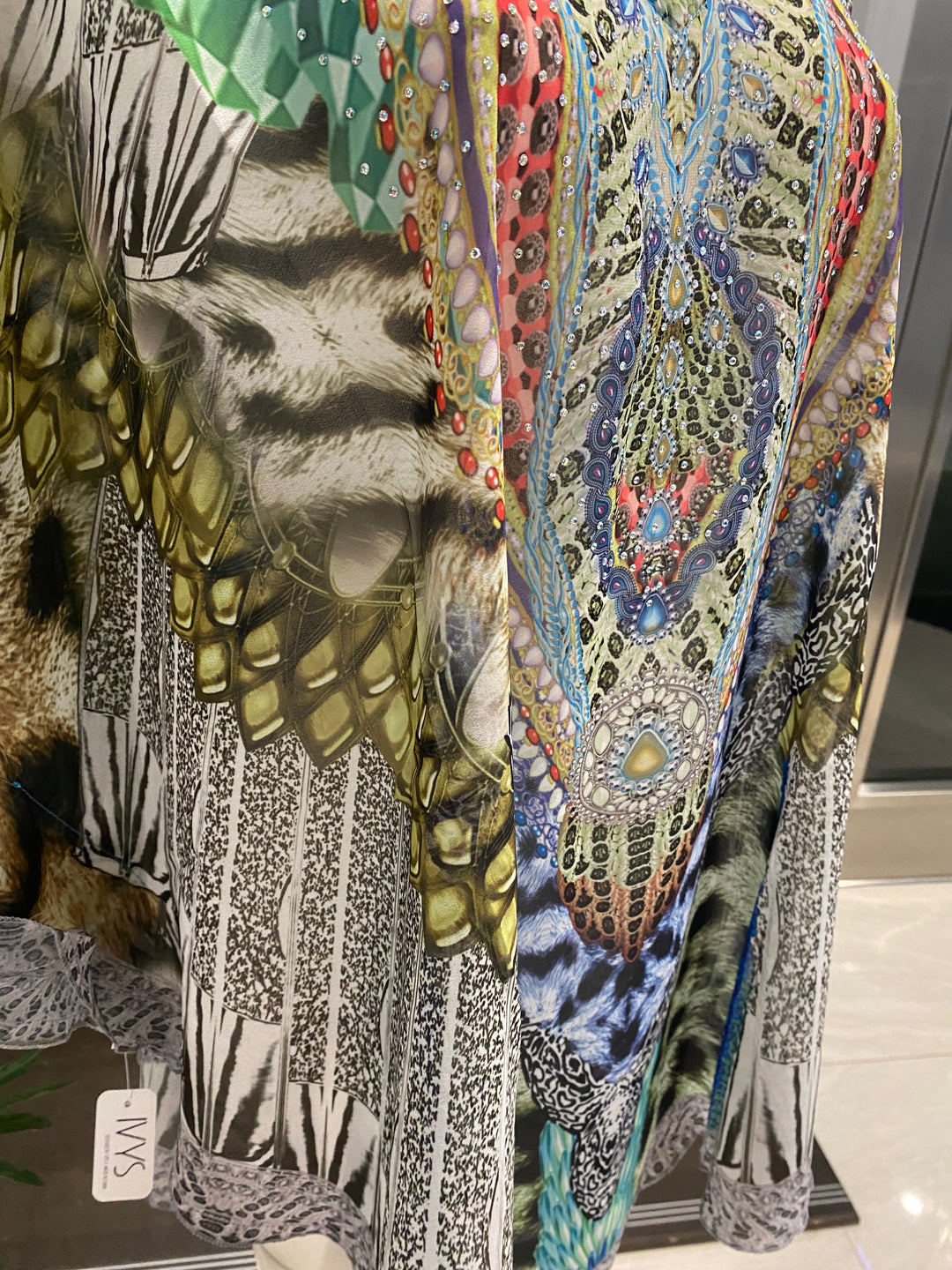 Kyra Relax Fit Bohemian Sheer Embellished  Kaftan Top One Size 10 to 22