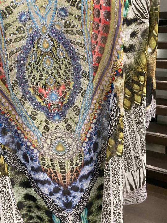 Kyra Relax Fit Bohemian Sheer Embellished  Kaftan Top One Size 10 to 22