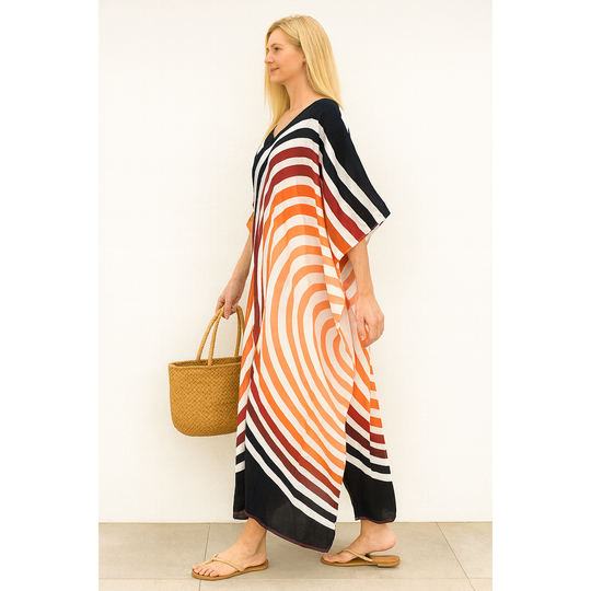 Maya Long Kaftan White Ombré