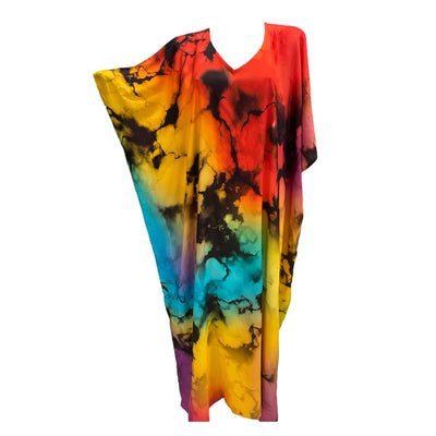 Colourful Holi Rayon Maya Loose Kaftan Dress