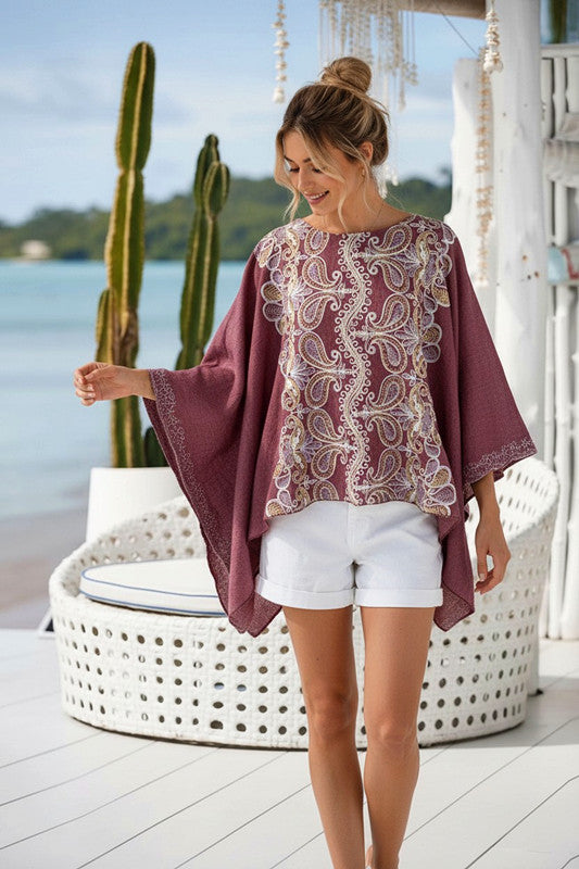 Embroidered Maya Top Tunic Kaftan O/S 14-22