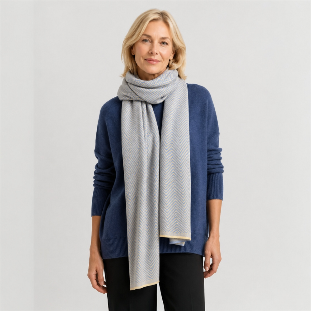 Julian Cashmere Oversized Scarf-Ice Blue