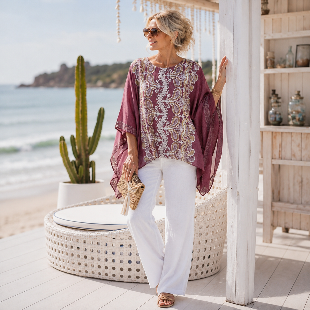 Embroidered Maya Top Tunic Kaftan O/S 14-22