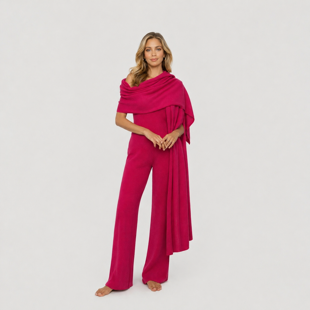 100% Cashmere 2 ply Julian Travel Wrap/ Scarf  - Bright Raspberry