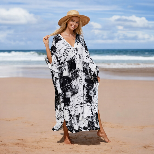 Tropical Resort Cotton Bamboo Maxi Dress