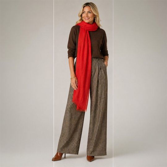 Red Julian Cashmere Ultra fine  oversized scarf/ wrap/ shawl